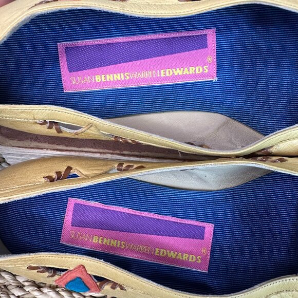 Susan Bennis Warren Edwards Vintage Handmade Leather Beaded Loafers Sz 8 NWOB - Picture 9 of 16